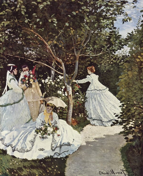 la tarlatana: un abito leggero di cotone bianco immortalato da Monet nel suo celebre dipinto Donne in giardino